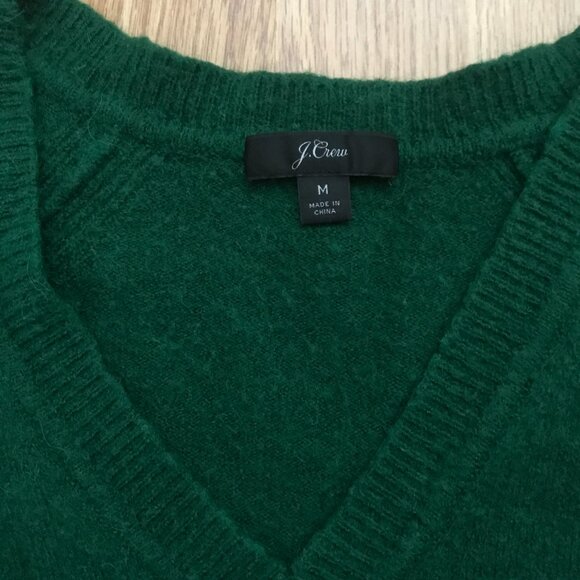 J. Crew Alpaca Merino Wool V-neck Pullover Sweater in Yarn Green M - Picture 7 of 9